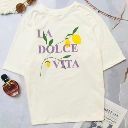 T-shirt Estampada La Dolce Vita Camiseta Feminina Street Style Basic