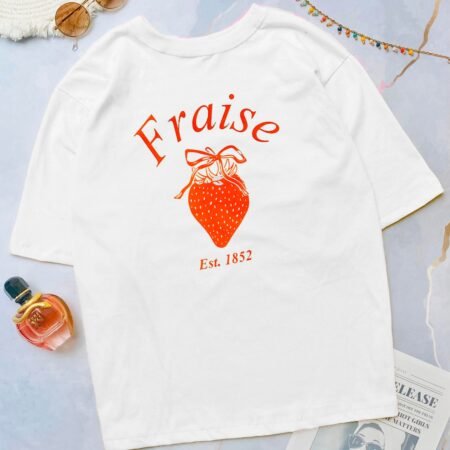 T-shirt Estampada Morango Fraise Camiseta Feminina Street Style Basic